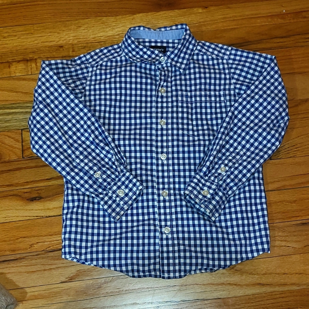 Carter's boys navy checked button down
